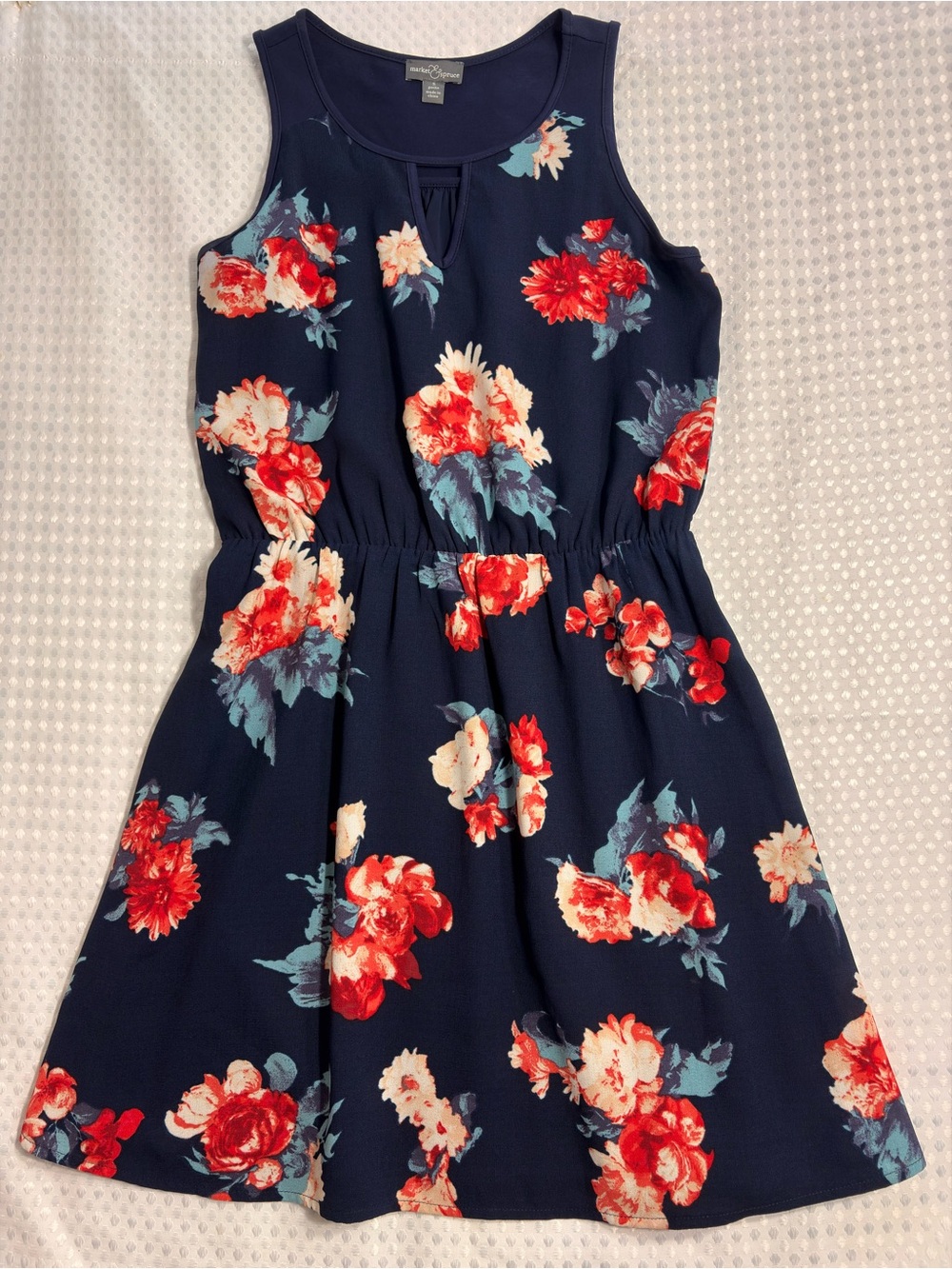 Market & Spruce Navy Floral Sleeveless Women's Dress PS Spring Wedding Dress